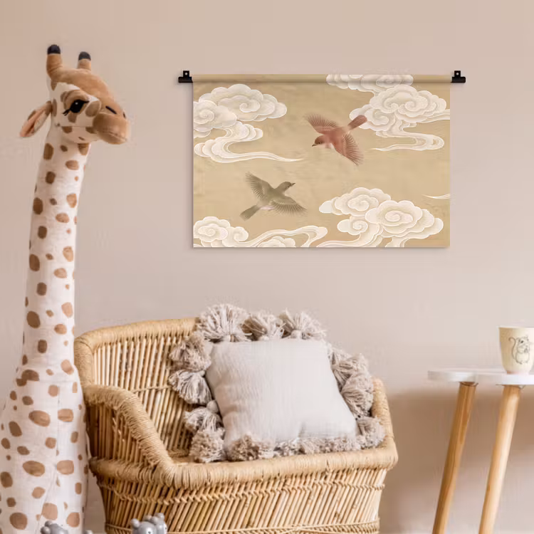 Wandkleed - Vogels - Vliegen - Beige — 5