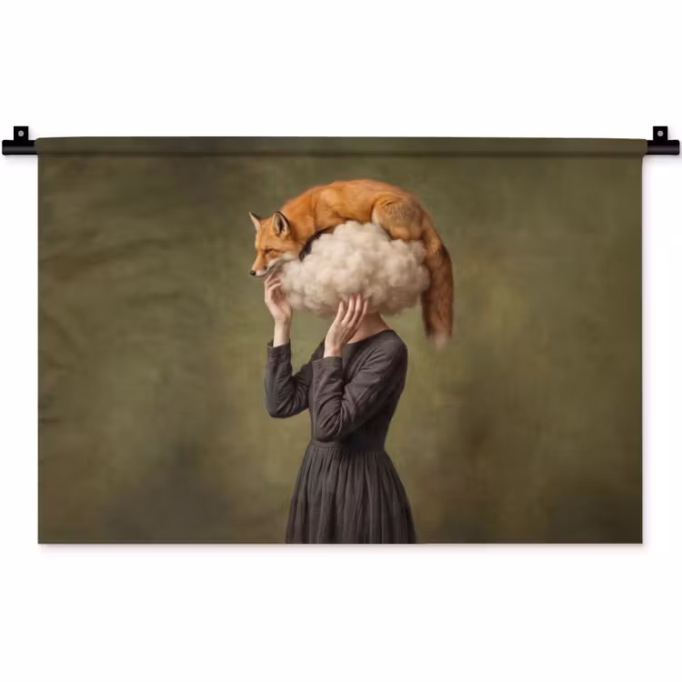 Wandkleed - Vos - Surrealistisch - Groen — 1