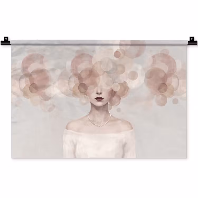 Wandkleed - Vrouw - Cirkels - Beige — 1