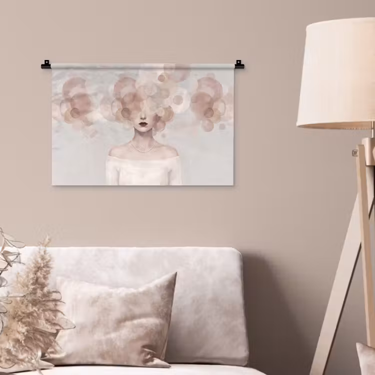 Wandkleed - Vrouw - Cirkels - Beige — 2