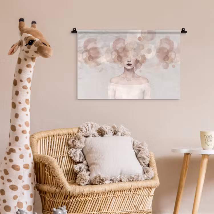 Wandkleed - Vrouw - Cirkels - Beige — 5