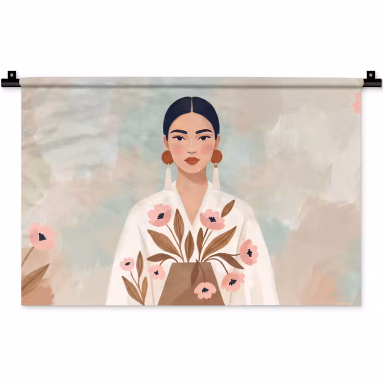 Wandkleed - Vrouw - Kimono - Pastel — 1