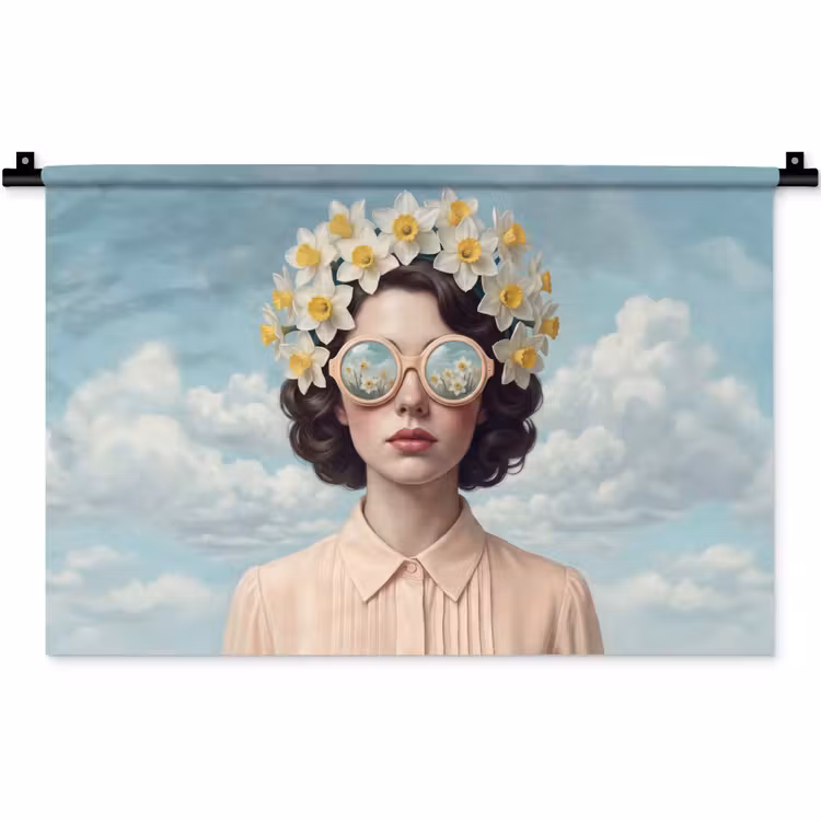 Wandkleed - Vrouw - Narcissen - Geel — 1