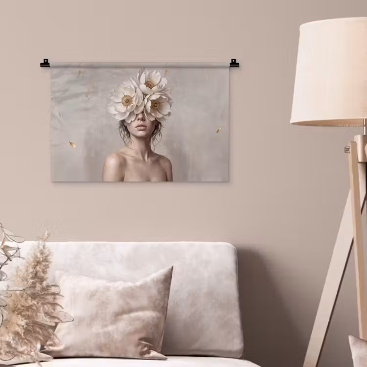 Wandkleed - Vrouw - Pioenroos - Wit — 2