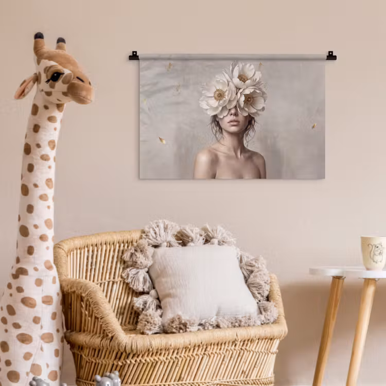 Wandkleed - Vrouw - Pioenroos - Wit — 5