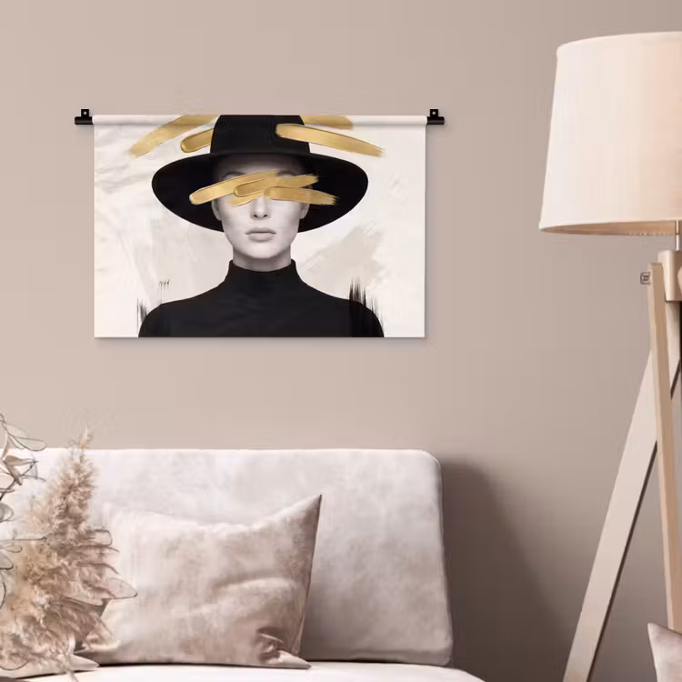 Wandkleed - Vrouw - Portret - Modern - Goud - Kunst — 2