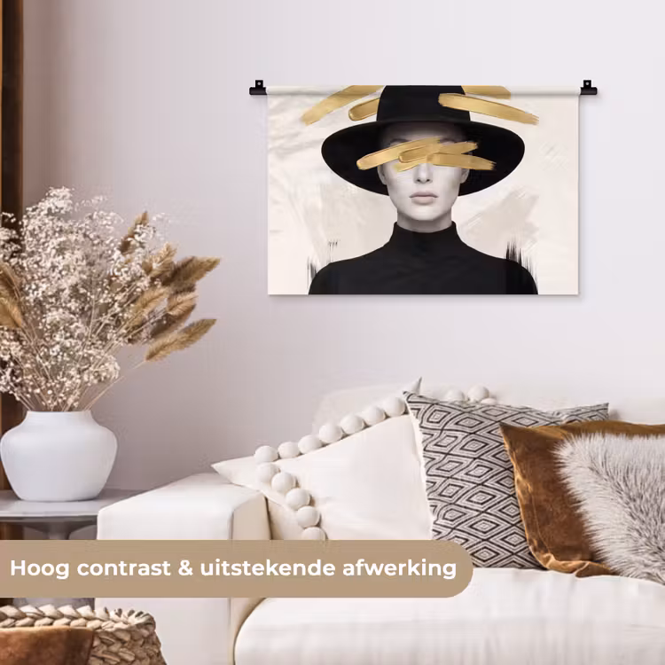 Wandkleed - Vrouw - Portret - Modern - Goud - Kunst — 4