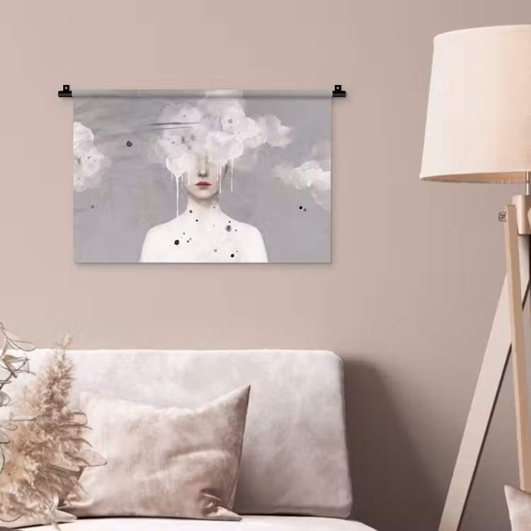 Wandkleed - Vrouw - Wolk - Grijs — 2