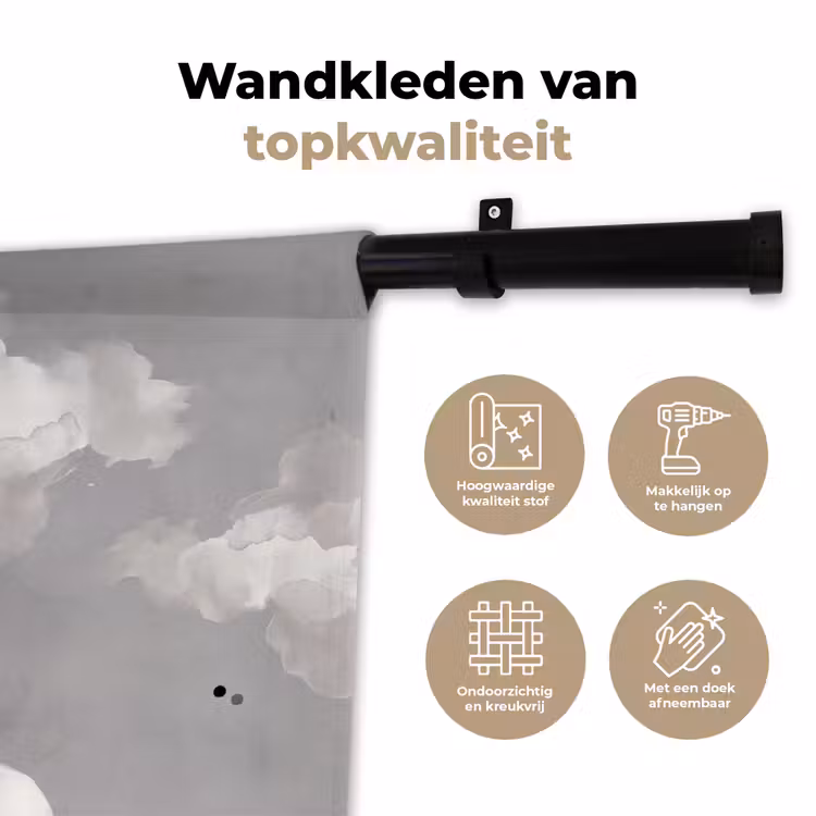 Wandkleed - Vrouw - Wolk - Grijs — 3