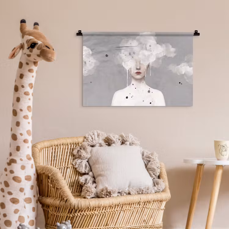 Wandkleed - Vrouw - Wolk - Grijs — 5