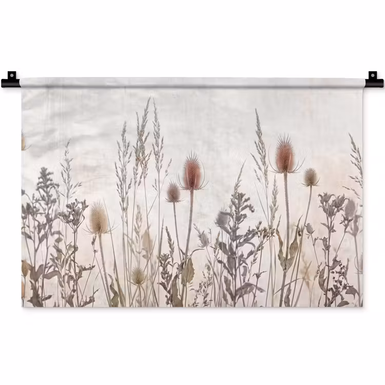 Wandkleed - Weidebloemen - Design - Sepia — 1