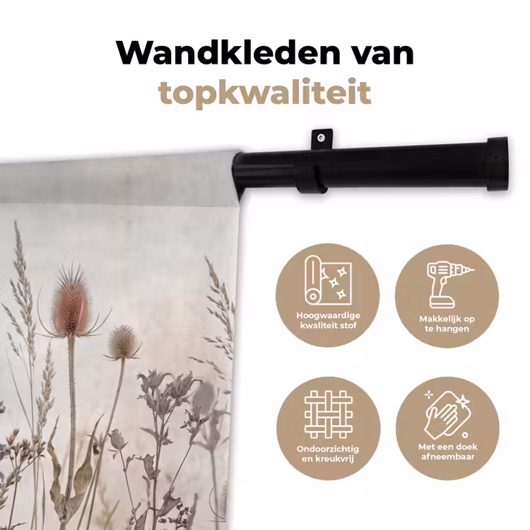 Wandkleed - Weidebloemen - Design - Sepia — 3