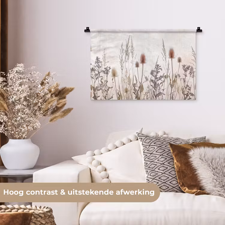 Wandkleed - Weidebloemen - Design - Sepia — 4