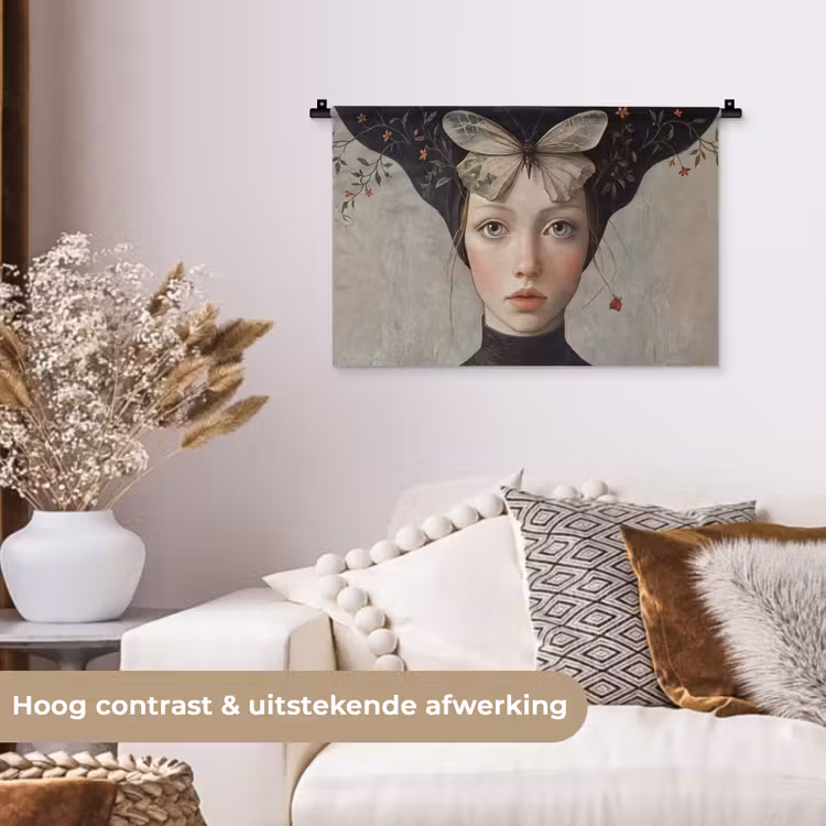 Wandkleed - Woman - Butterfly - Art - Classic - Muted — 4