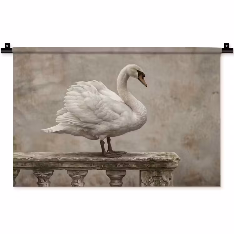 Wandkleed - Zwaan - Elegant - Dieren - Wit — 1
