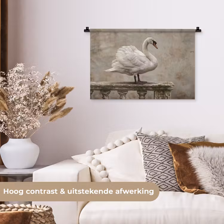 Wandkleed - Zwaan - Elegant - Dieren - Wit — 4