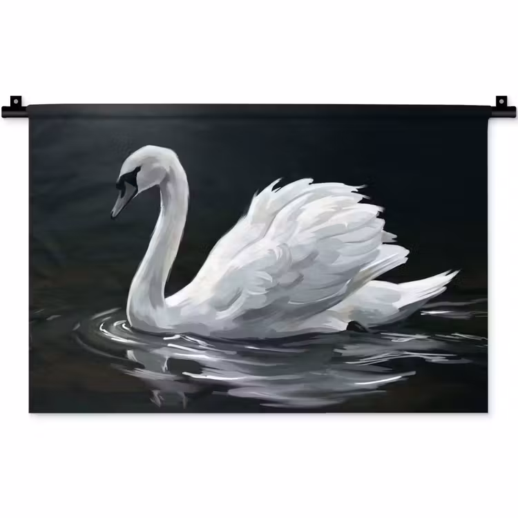 Wandkleed - Zwaan - Water - Natuur - Realistisch - Wit — 1