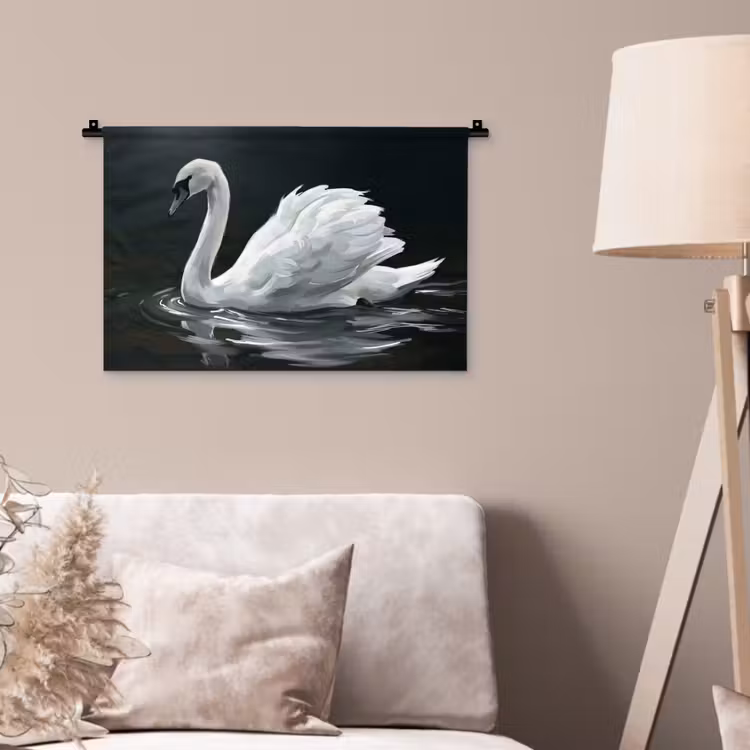 Wandkleed - Zwaan - Water - Natuur - Realistisch - Wit — 2