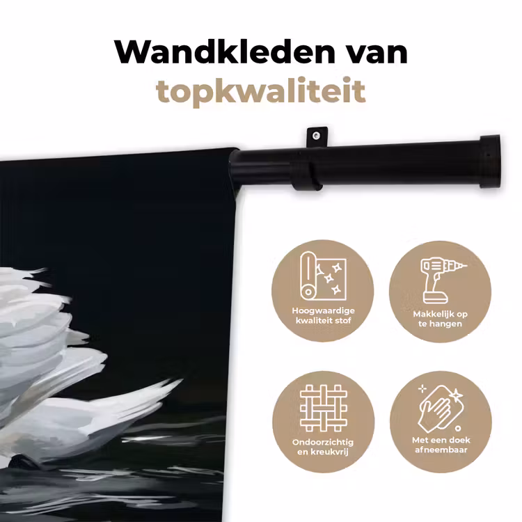 Wandkleed - Zwaan - Water - Natuur - Realistisch - Wit — 3