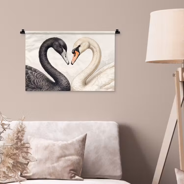 Wandkleed - Zwanen - Hartvorm - Dieren — 2
