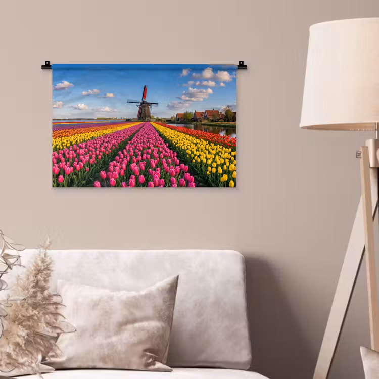Wandkleed - Tulpen - Holland - Molen - Kleurrijk — 2