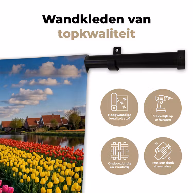Wandkleed - Tulpen - Holland - Molen - Kleurrijk — 3
