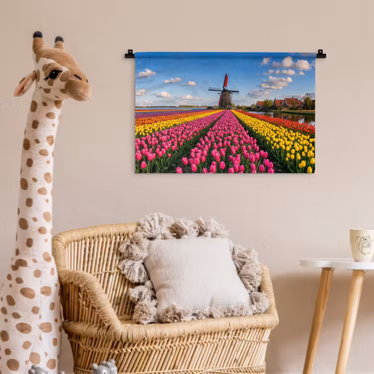 Wandkleed - Tulpen - Holland - Molen - Kleurrijk — 5