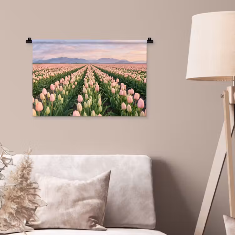 Wandkleed - Tulpen - Landschap - Roze — 2
