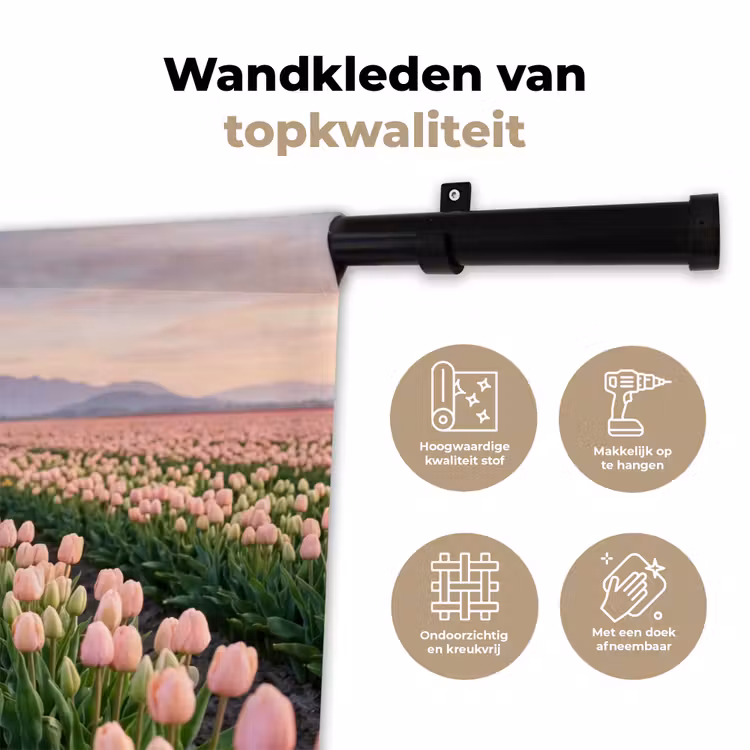 Wandkleed - Tulpen - Landschap - Roze — 3