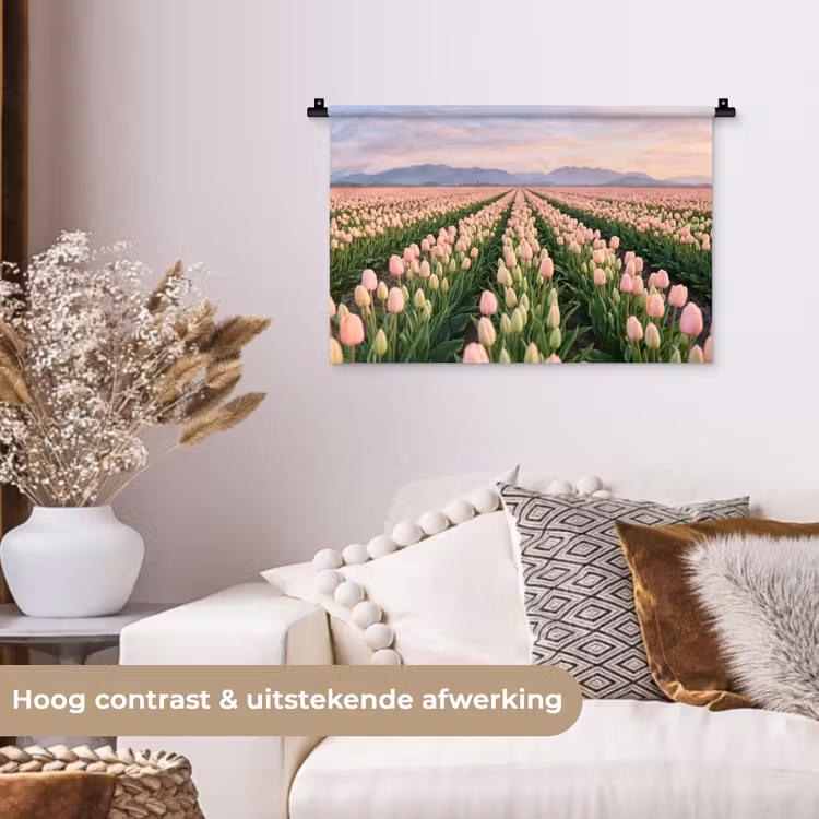 Wandkleed - Tulpen - Landschap - Roze — 4