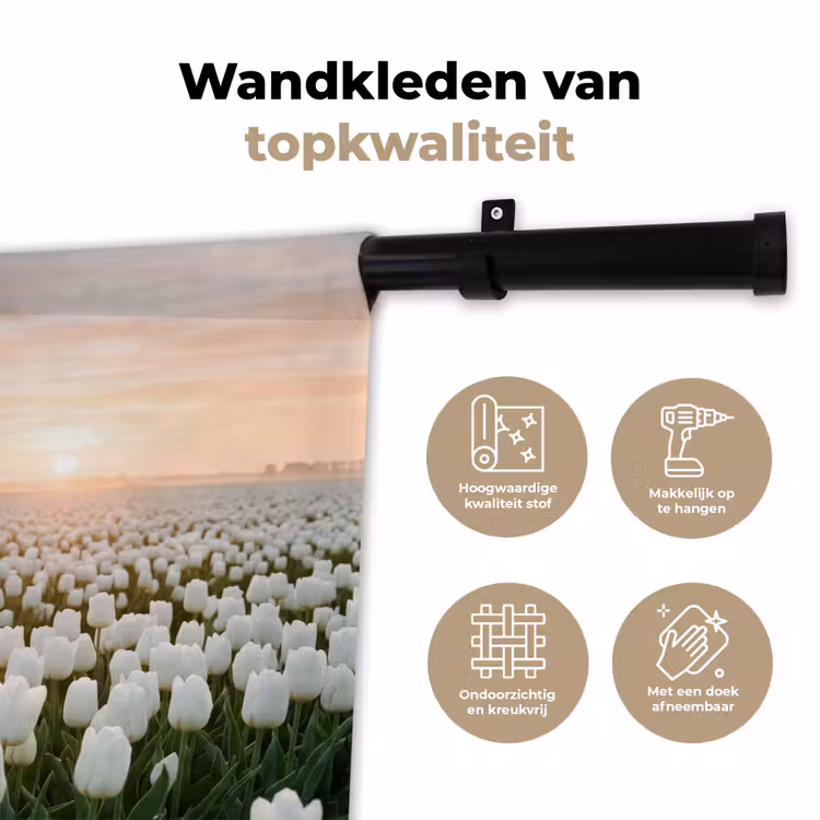 Wandkleed - Tulpen - Landschap - Wit — 3