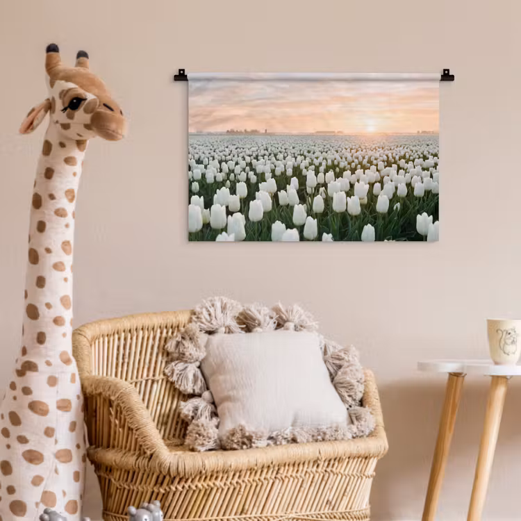 Wandkleed - Tulpen - Landschap - Wit — 5