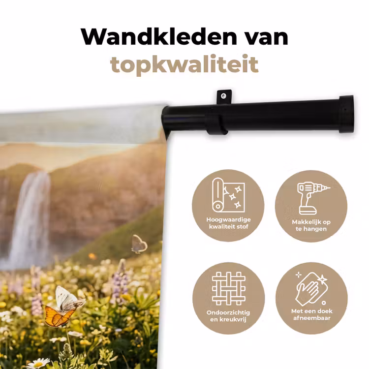 Wandkleed - Vlinders - Waterval - Bloemenveld — 3