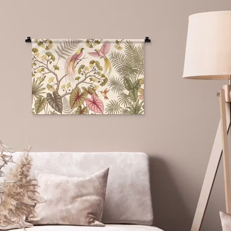 Wandkleed - Vogels - Tropisch - Botanisch - Roze — 2