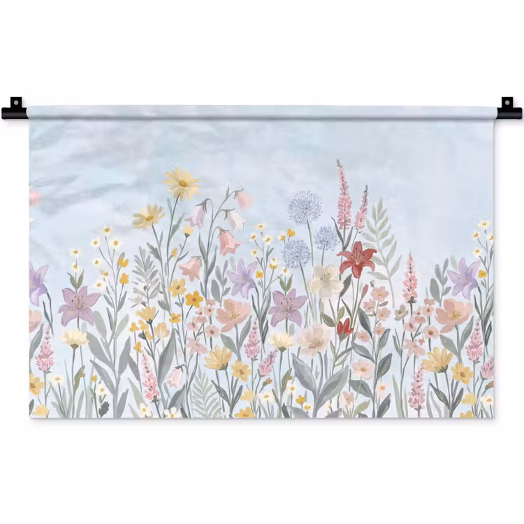 Wandkleed - Weidebloemen - Illustratie - Kleurrijk — 1