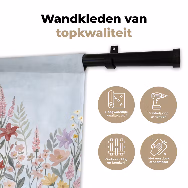 Wandkleed - Weidebloemen - Illustratie - Kleurrijk — 3