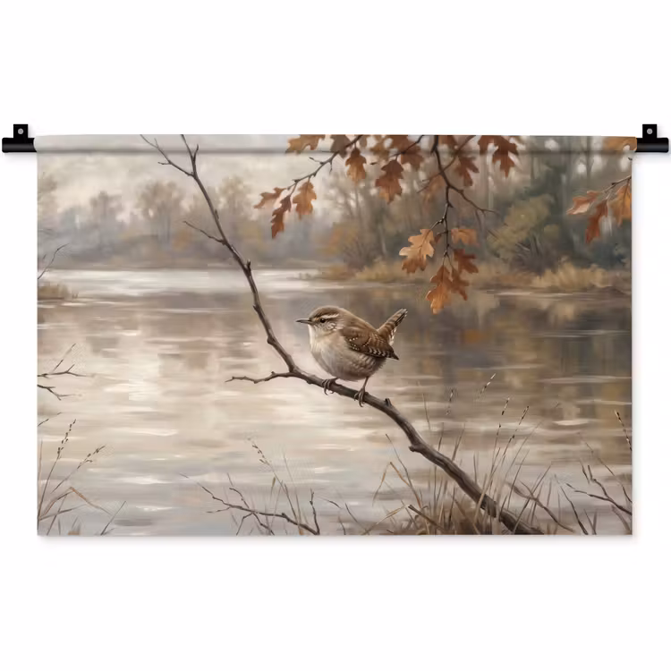 Wandkleed - Winterkoninkje - Tak - Rivier - Natuur - Sfeervol — 1