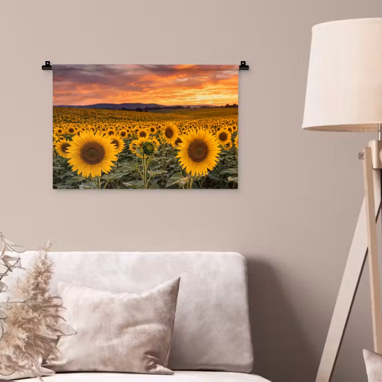 Wandkleed - Zonnebloemen - Heuvellandschap - Geel — 2