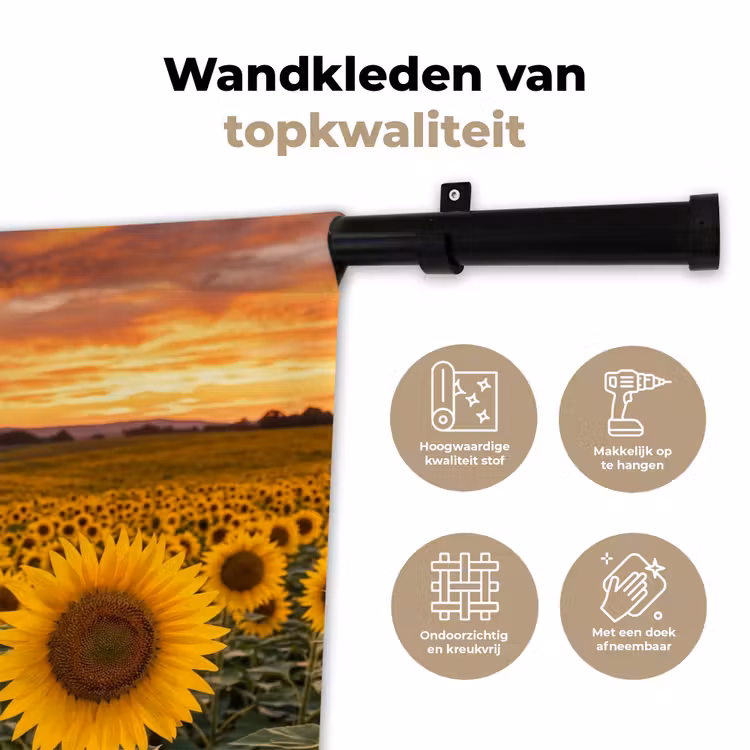 Wandkleed - Zonnebloemen - Heuvellandschap - Geel — 3