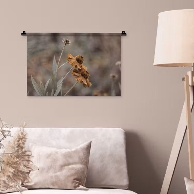 Wandkleed - Zonnehoed - Droogbloemen - Geel - Warm — 2