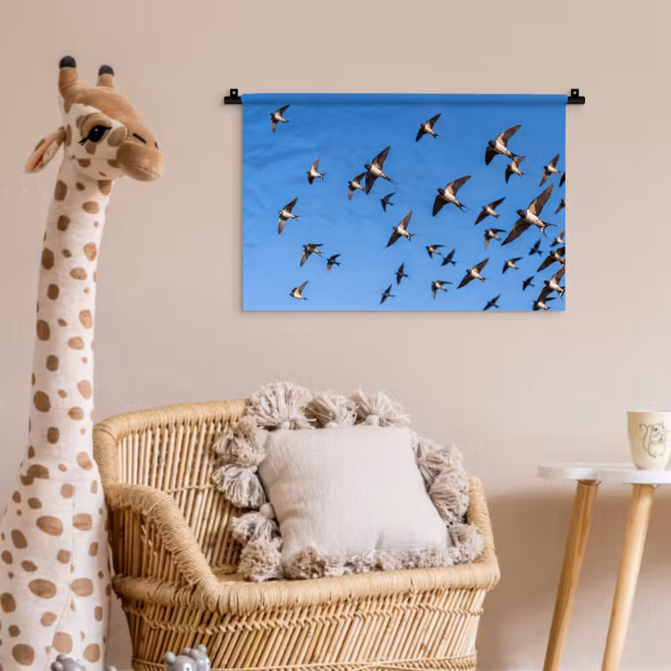 Wandkleed - Zwaluwen - Vliegen - Blauw — 5