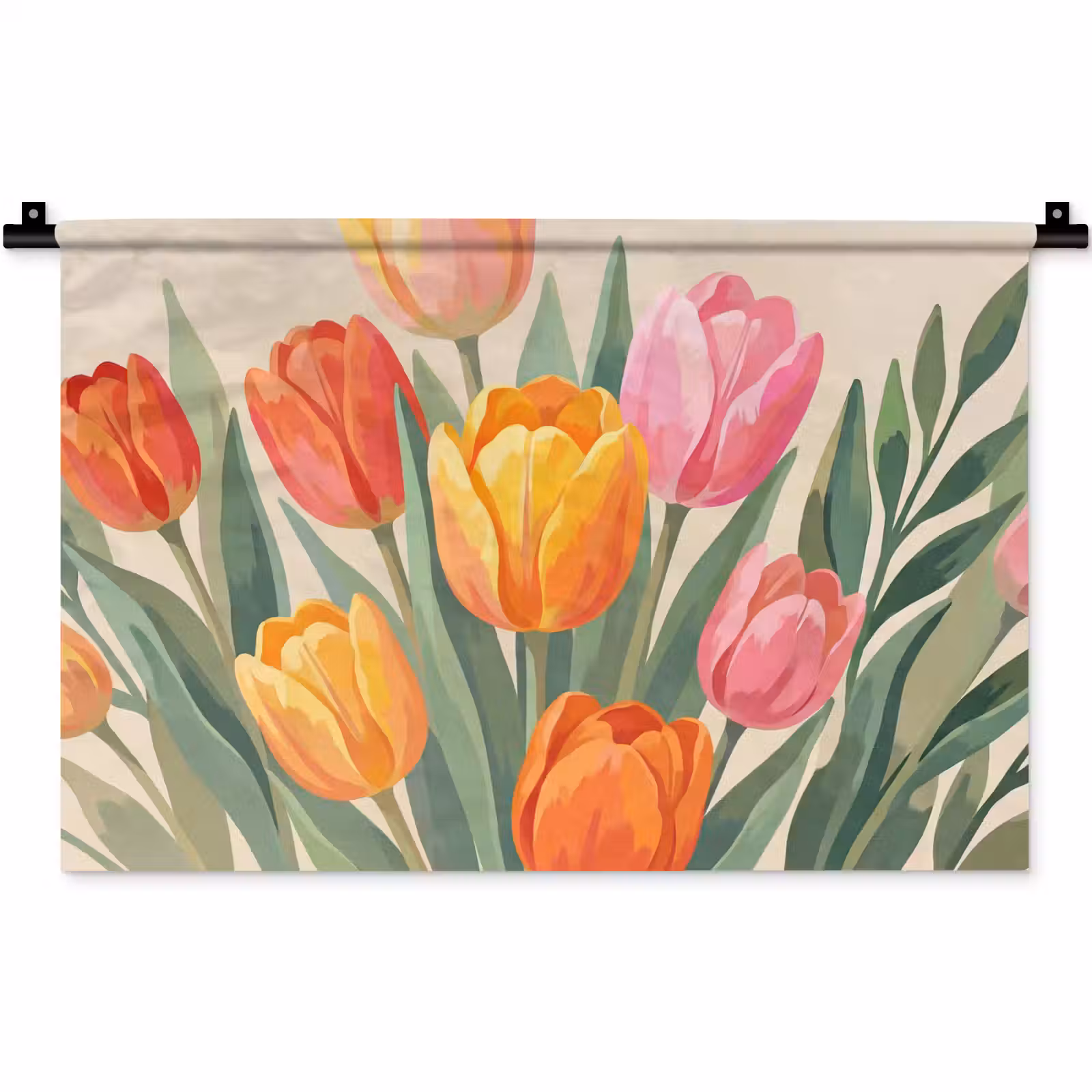 Wandkleed - Tulpen - Abstract - Kleurrijk — 1