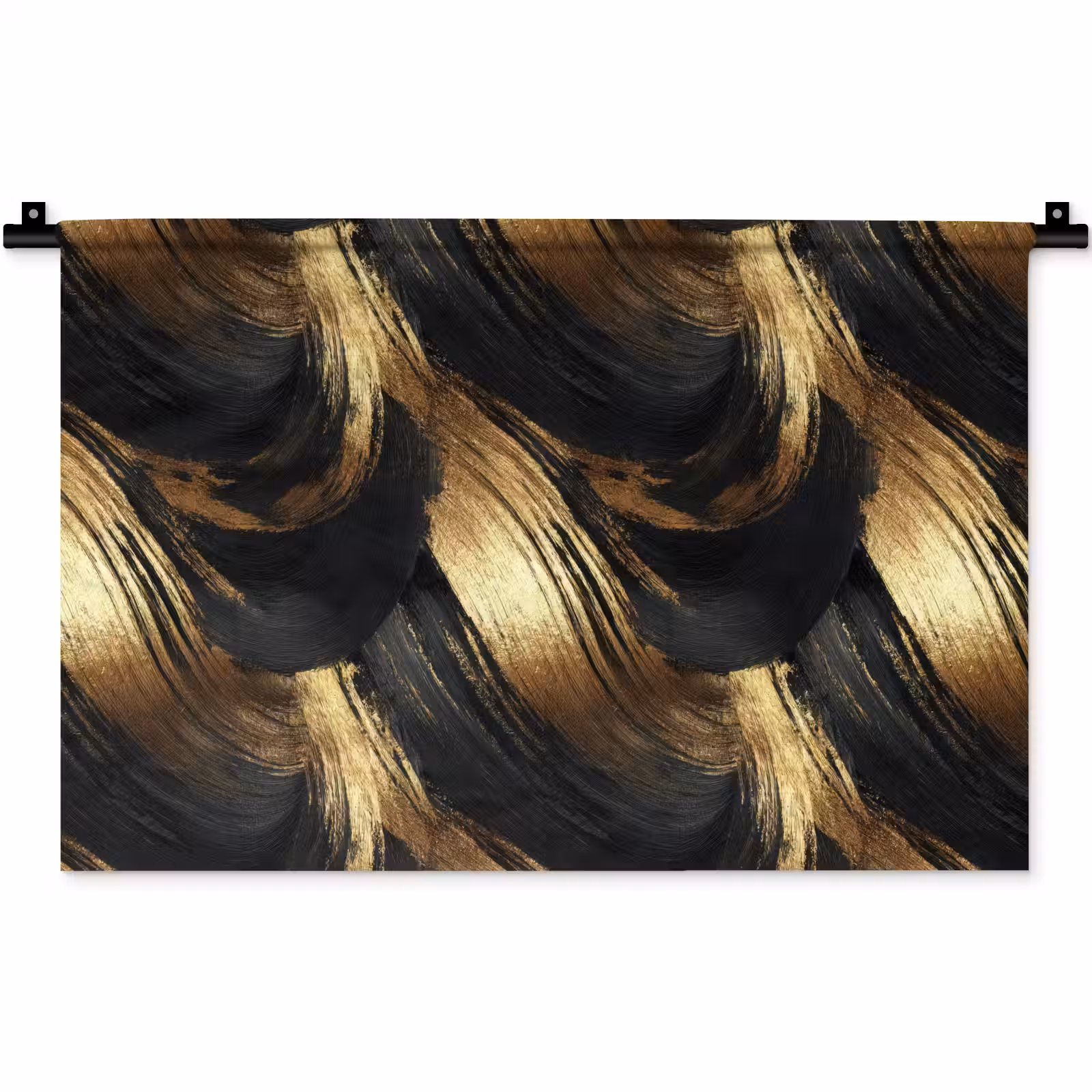 Wandkleed - Verfstreken - Abstract - Goud - Zwart — 1