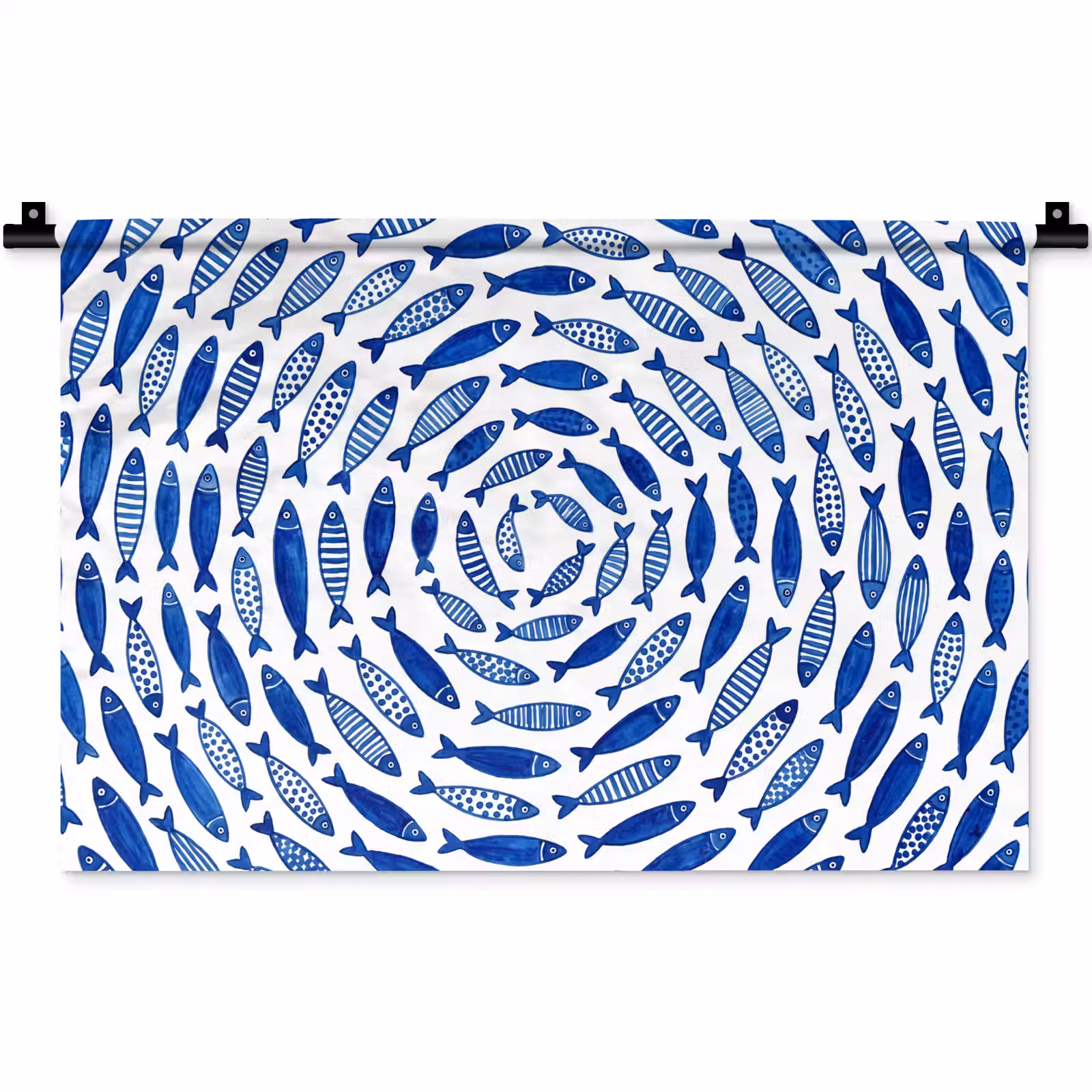 Wandkleed - Vis - Patroon - Onderwater - Abstract - Blauw — 1