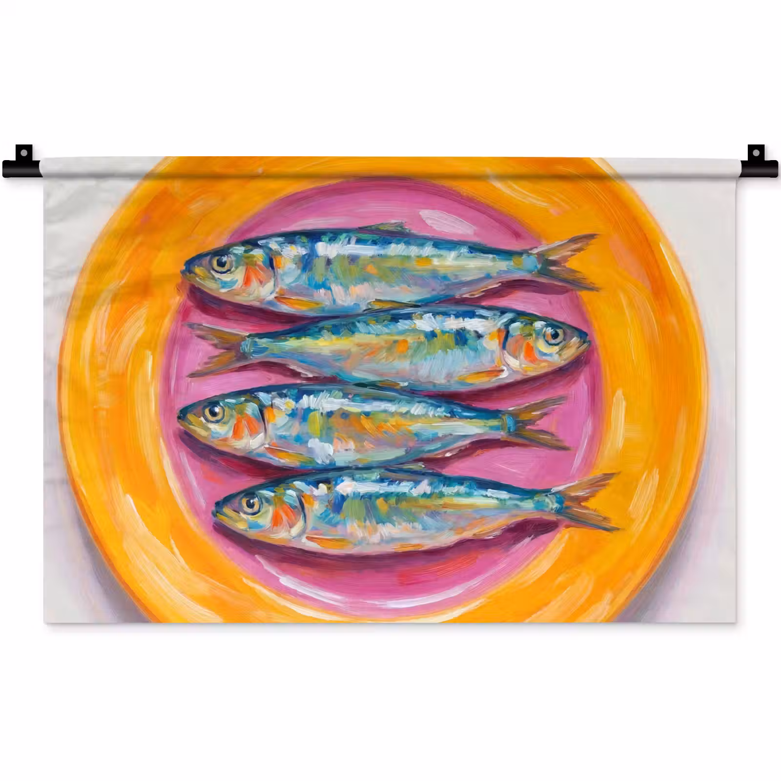 Wandkleed - Vis - Vier - Eten - Modern - Kleurrijk — 1