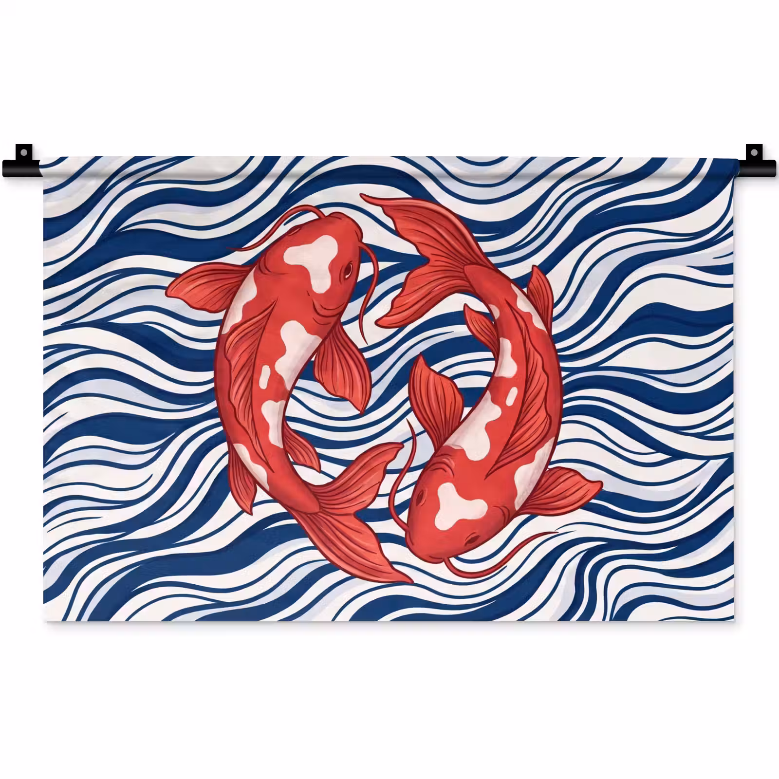 Wandkleed - Vis - Water - Natuur - Illustratie - Rood — 1