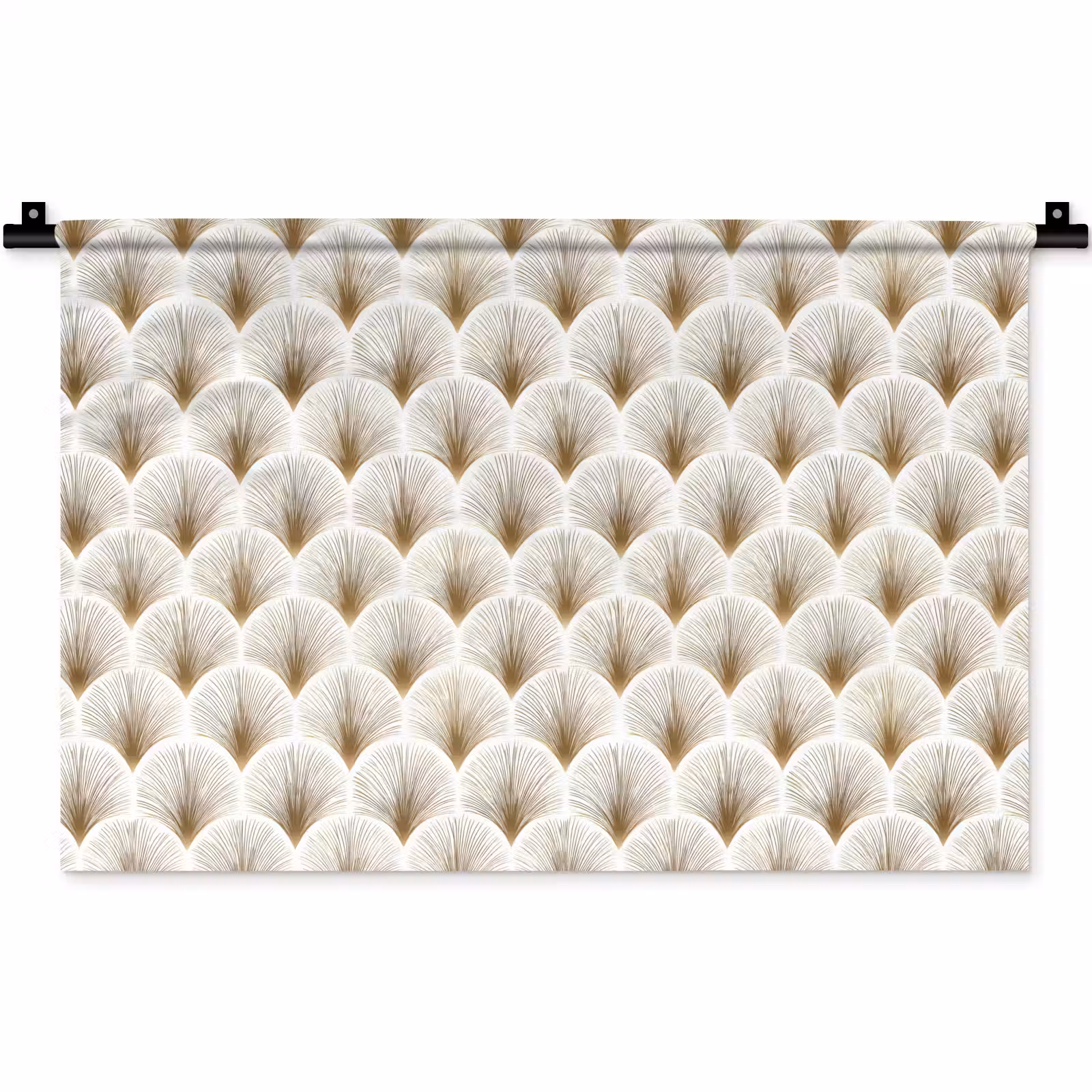 Wandkleed - Waaiers - Art Deco - Elegant - Goud - Wit — 1