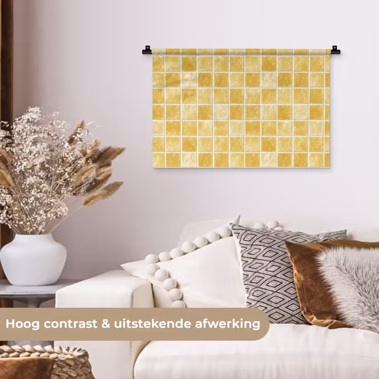 Wandkleed - Tegels - Mozaïek - Textuur - Goudgeel — 4