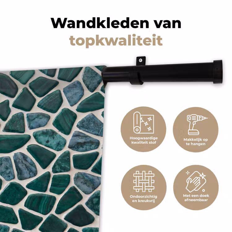 Wandkleed - Textuur - Steen - Groen - Abstract - Patroon — 3