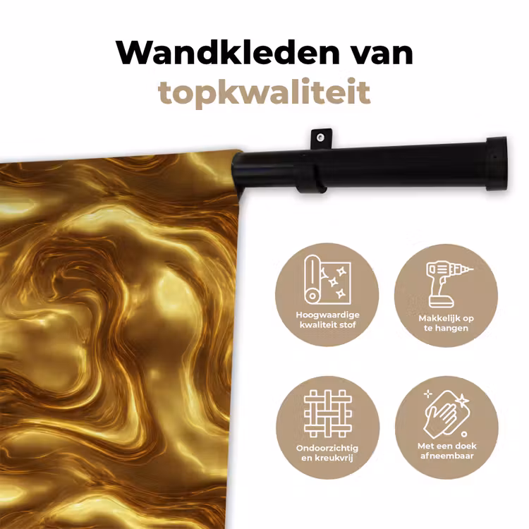 Wandkleed - Textuur - Vloeibaar - Organisch - Goud — 3